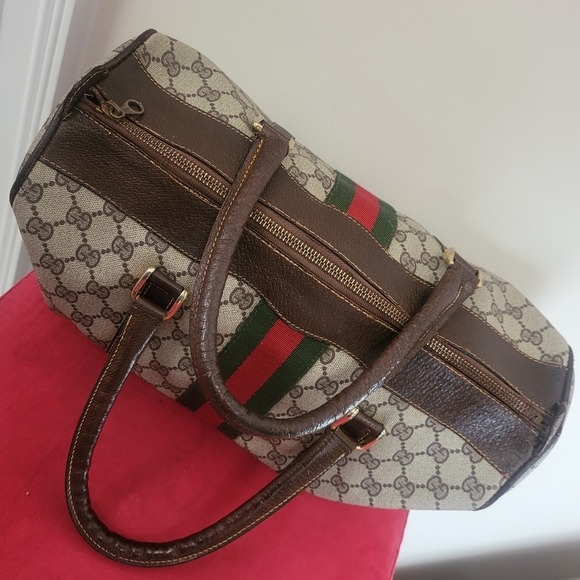 Gucci GG Monogram Supreme Sherry Web Ophidia Boston 35 Authentic Vintage.. - Picture 5 of 16